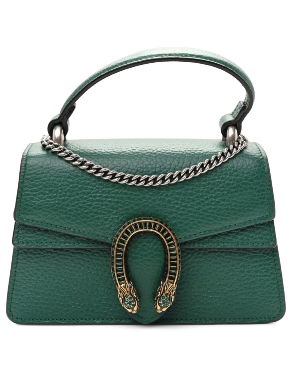 Gucci Dollar Calfskin Crystal Mini Dionysus Top Handle Bag Emerald